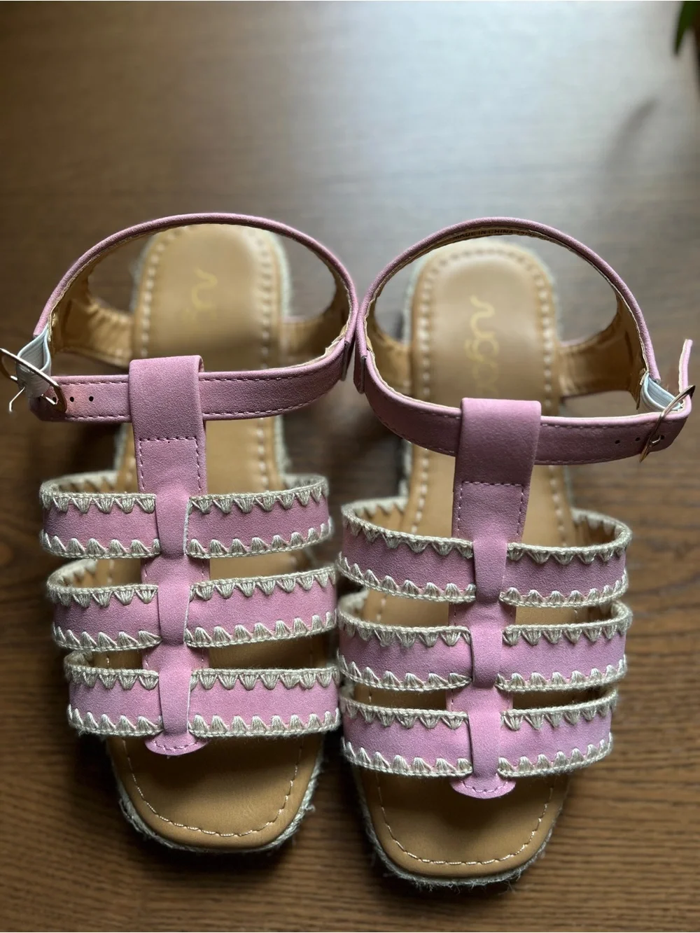 Sugar Girls Pink Braided Espadrille Sandals with Buckle